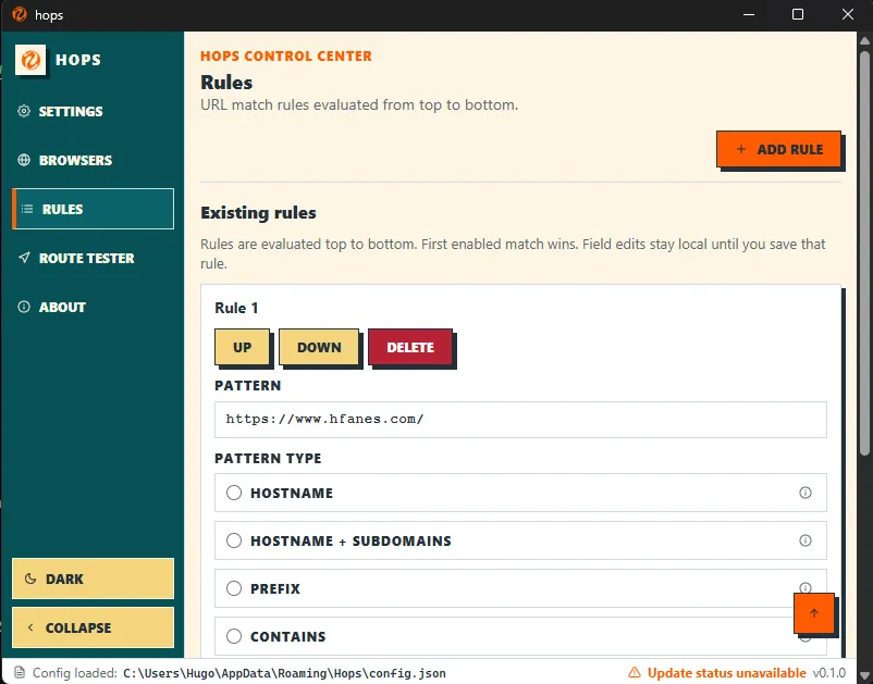 Hops - Browser Link Router for Windows